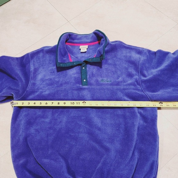 VTG 90s LL Bean Womens XL 1/4 Snap-T Super Soft Fleece Jacket Script USA Made - Picture 7 of 11